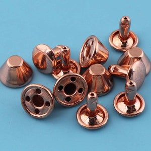 50sets 10*11mm double cap studs Rivet with rose gold,Metal Plated Button for Leather decoration.