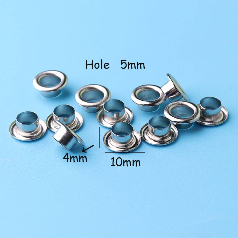 100sets Grommets Eyelets Silver 5mm Hole for Clothe Making Leather