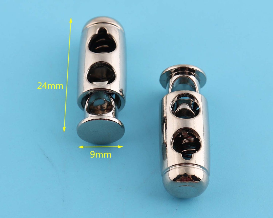 4pcs Metal Cord Lock With Silver, Double Barrel Toggle Cord Lock,spring