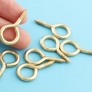 50pcs Screw eye bails,screw eye pins with gold color 25*13 mm,for pendants vials charms resin jewelry supplies