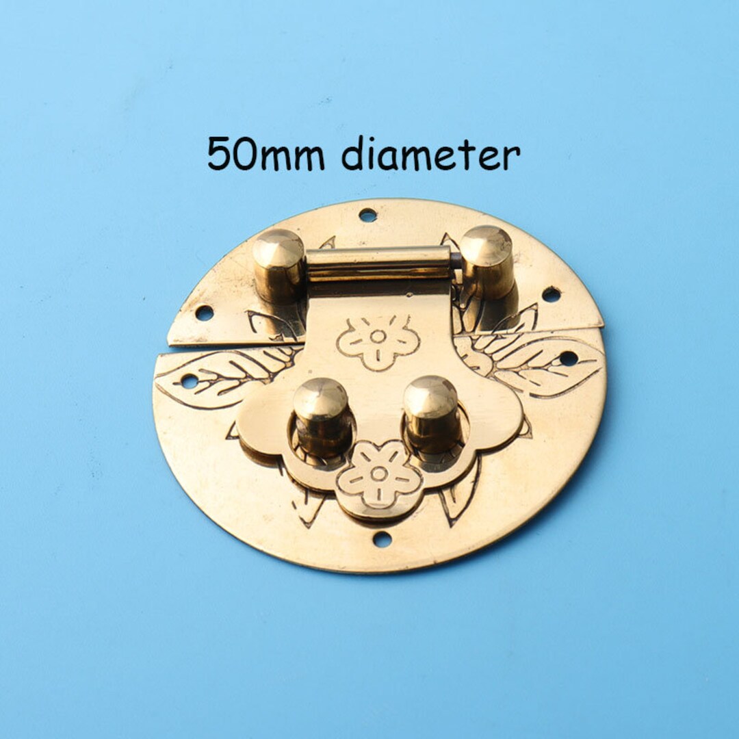 1set Gold Brass Box Latch 50mm Diameter Box Lock Brass Made Etsy
