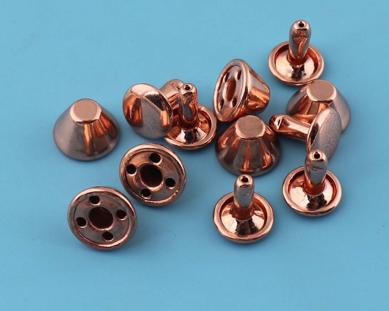 50sets 10*11mm double cap studs Rivet with rose gold,Metal Plated Button for Leather decoration.