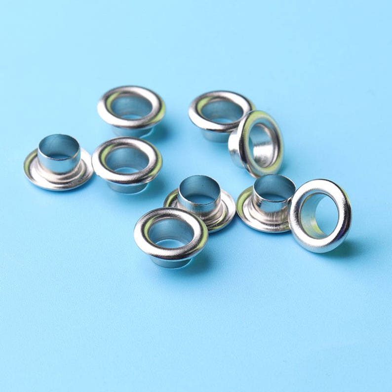 100sets Grommets Eyelets Silver 5mm Hole for Clothe Making Leather