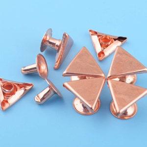50sets Triangle rivet 13*13mm Rose gold Rivets,Metal Button,for Bags Belts Bracelets Leathercraft Decoration purse making shoemaking
