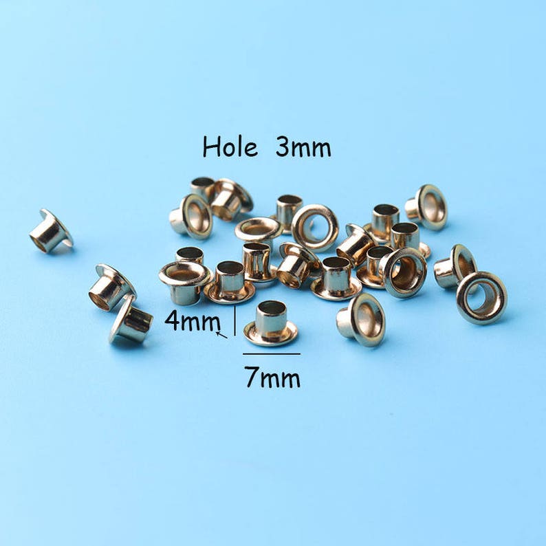 200pcs Grommets Eyelets Tiny Antique Gold 3mm Hole Brass Image 0