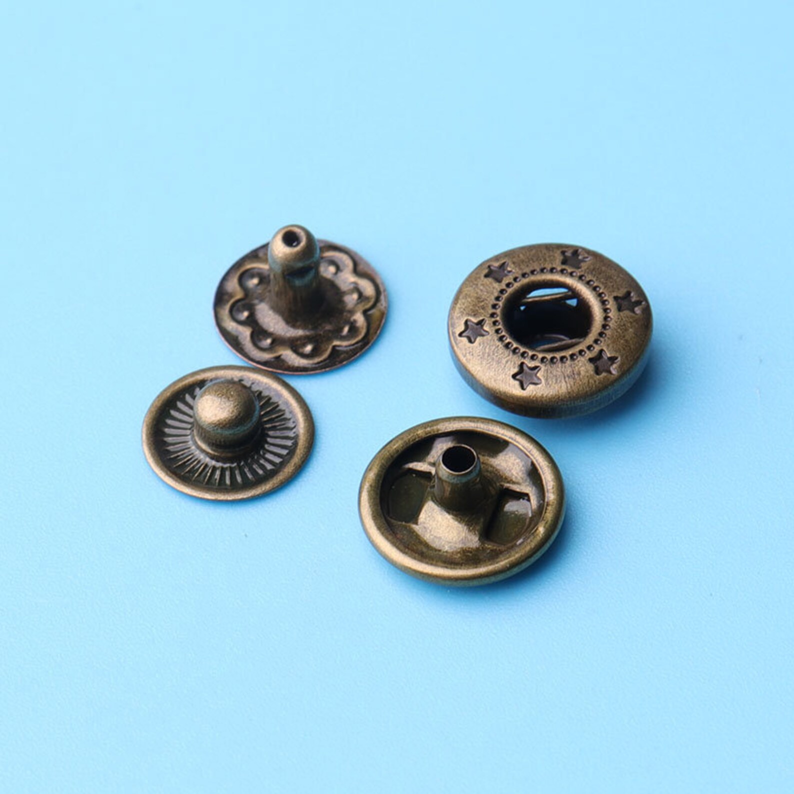 50sets 10mm Sets of Metal Sew on Snap Buttons Available in Antique