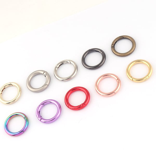 20MM Rainbow Spring O Ring clasps Opening Purse Making Hardware Trigger Clip buckles with Spring for bag craft dog collar hardware snap hook