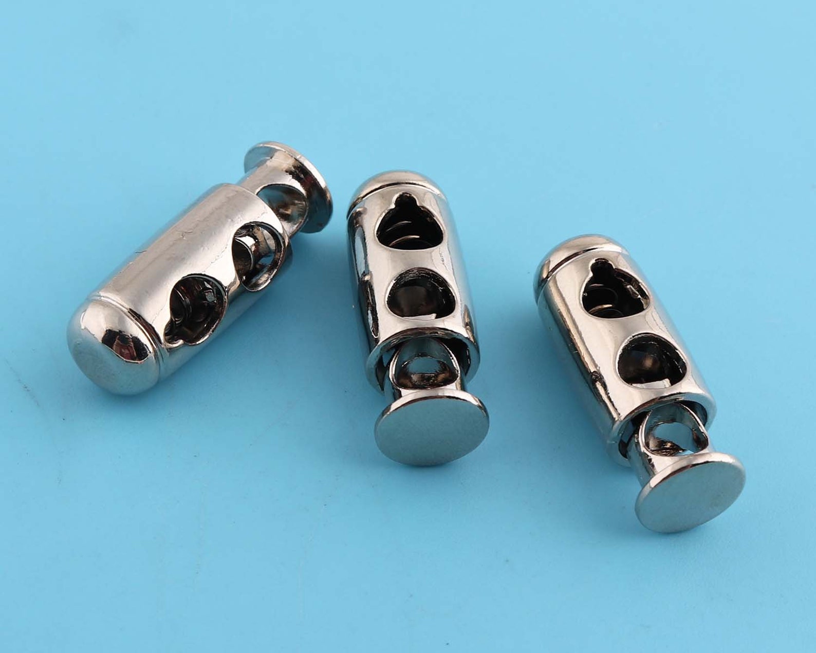 4pcs Metal Cord Lock With Silver, Double Barrel Toggle Cord Lock,spring