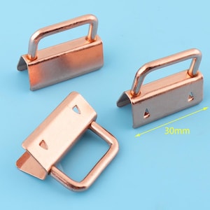 key fob hardware with rose gold,Webbing buckle leather end crimp 10 sets ,for handmade accessories