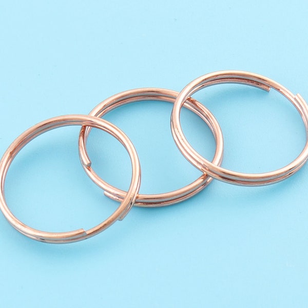 key split rings key ring,Double Split Jump Rings,Key Chain Connector with rose gold color,15 mm Metal Loops