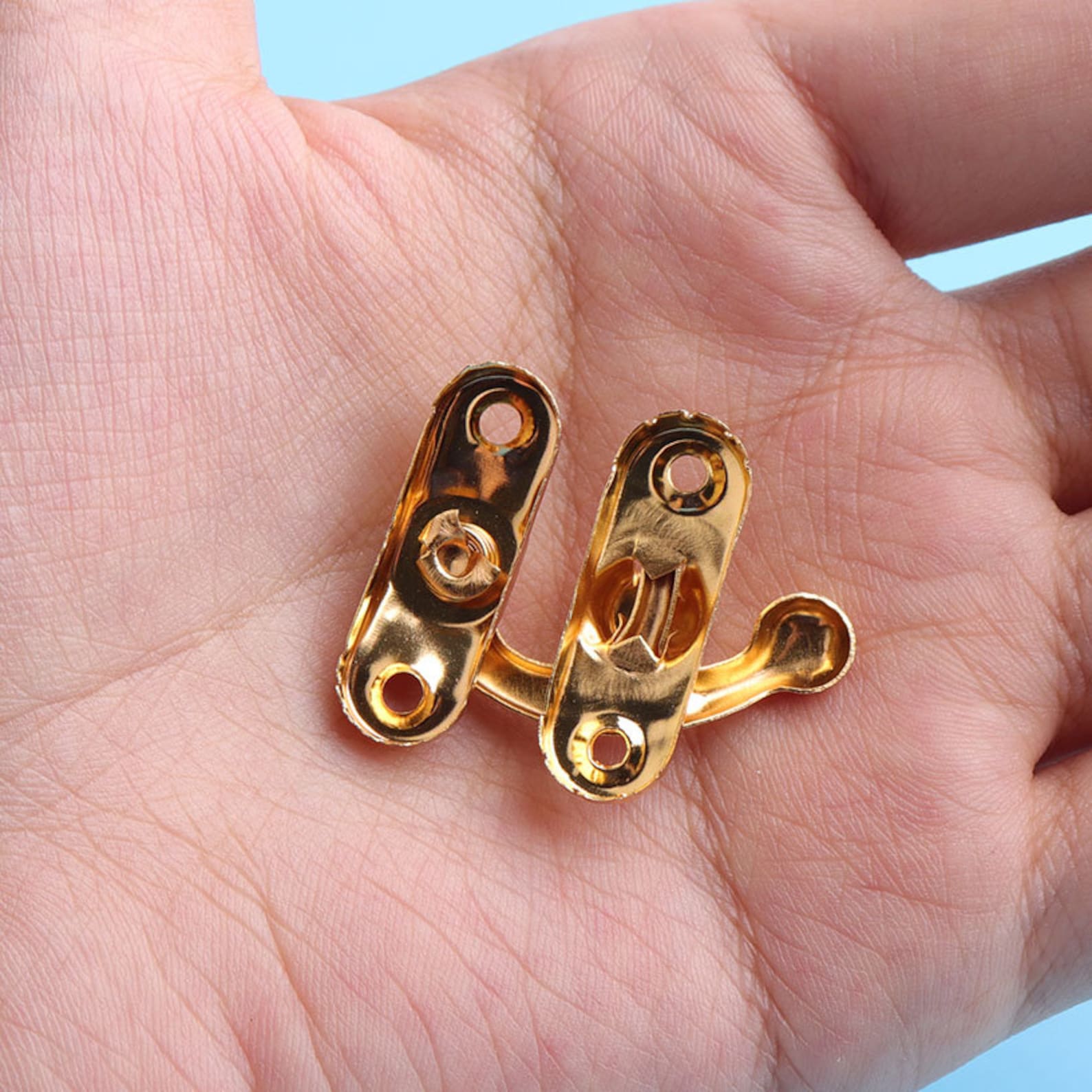 6sets Gold Small Hasps Box Lock Catch Latches Iron Buckle Ruler Clasp