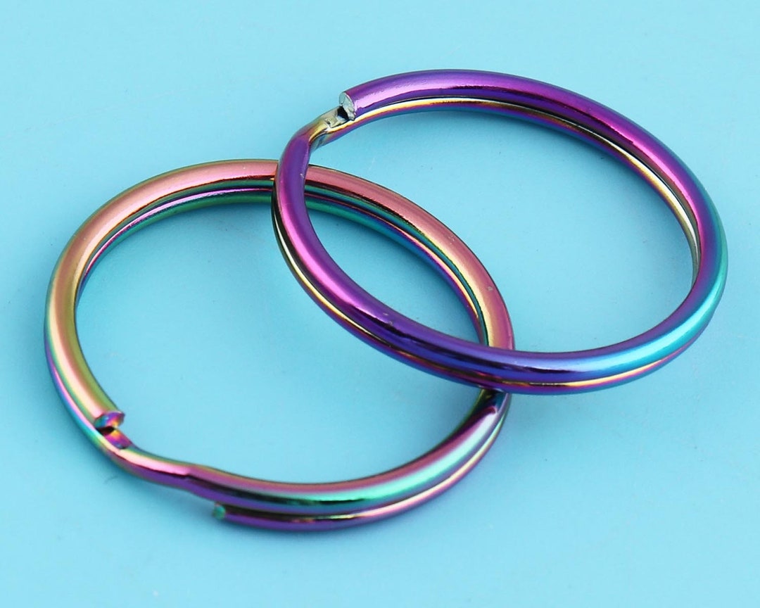 Key Split Rings With Rainbow Color,key Chain Connector DIY Keychain ...