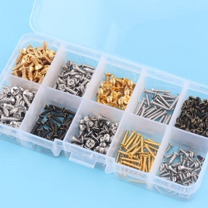 Mix color Woodworking Screws Hinge box Hardware Round Head Screw Metal Fastener Hinge Cupboard Cabinet Furniture Door Latch Decorative 1 set