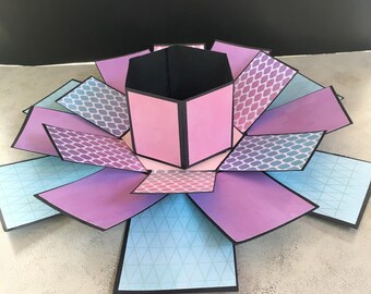 Mermaid hexagon exploding gift box