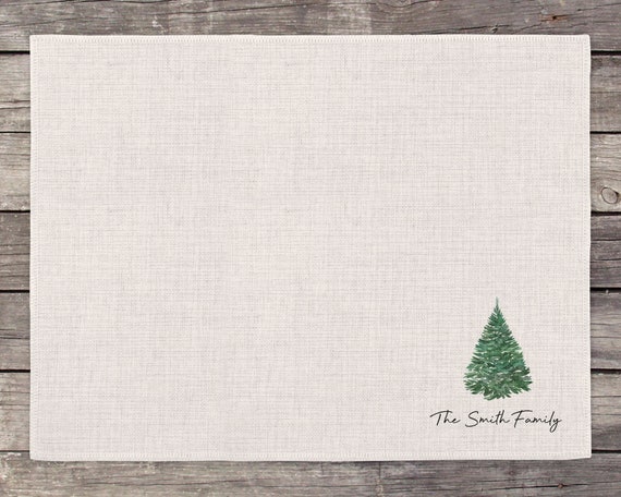 Pine Tree Monogram Placemat Christmas Decor Winter Decor Farmhouse Christmas Rustic Christmas farmhouse kitchen Custom Placemats Linen