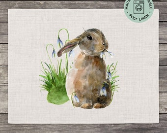 Happy Easter Bunny Rabbits Colorful Eggs Placemats for Dining Table Set of 6 Watercolor Flowers Green Grass Placemats 18 X 12 Inch for Home Kitchen Dining Party Happy Easter Bunny Rabbits Colorful Eggs Placemats for Dining Table Set of 6 Watercolor Flowers Green Grass Placemats 18 X 12 Inch for Home Kitchen Dining Party
