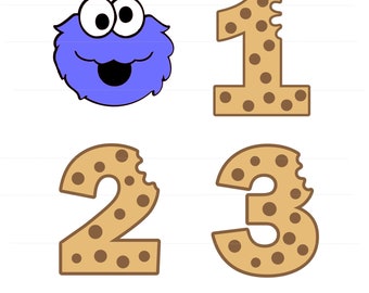 cookie birthday 1 2 3 svg set etsy