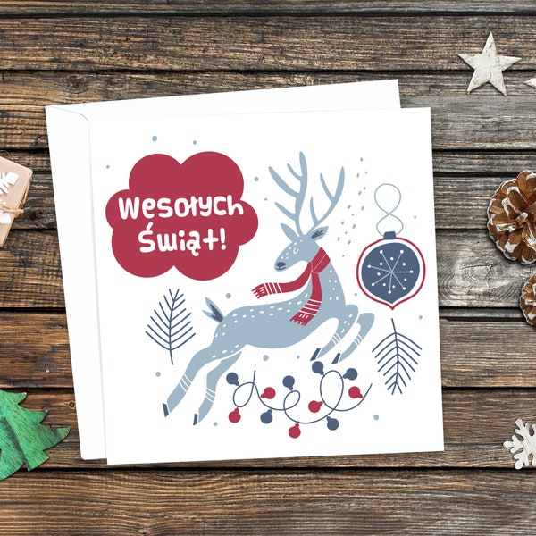 Wesołych Świąt! | Joyeux Noël. Carte de vœux de Noël en polonais Polskie. Noël de Pologne.