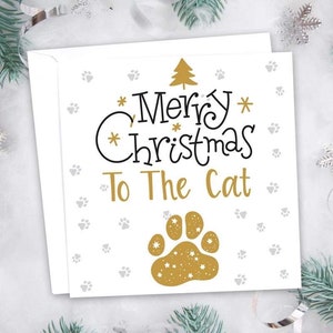 Buon Natale alle cartoline di Natale del gatto. Perfetto per gli amanti dei gatti. Stampa laser di alta qualità.
