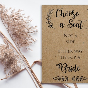 Vinyl Decal Sticker for DIY Pick a Seat Not a Side Wedding