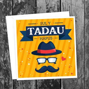Carte de fête des pères en gallois « Sul Y Tadau Hapus » pour un papa gallois, beau-père, Pays de Galles Impression haute qualité
