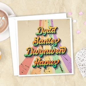 St Dwynwen Welsh San Valentino Welsh love, Rainbow LGBTQ Dydd Santes Dwynwen. 25 gennaio. Carta d'amore gallese / Cerdyn cariad Cymraeg