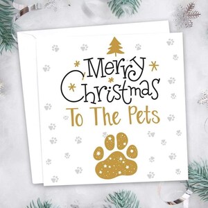 Buon Natale alle cartoline di Natale degli animali domestici. Perfetto per gli amanti degli animali domestici. Stampa laser di alta qualità.