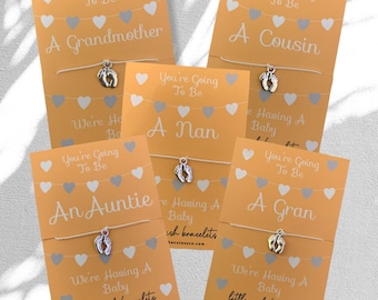 You’re Going To Be A Nan, Auntie, Gran, Grandmother, Cousin Wish Bracelet. New Baby Favour Favor