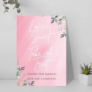 A4 Blush Pink 'Love is Sweet' Candy Cart Sweet Tafelschild | Hochwertiger Druck auf schwerem Karton