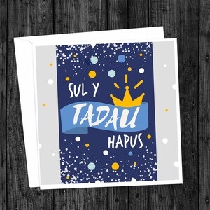 Carte de fête des pères en gallois « Sul Y Tadau Hapus » pour un papa gallois, beau-père, Pays de Galles Impression haute qualité