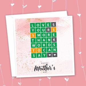 Wordle Inspired Mothers Day Card For Children - Tarjeta de felicitación de mamá. 27 de marzo para niños a mamá mamá mamá madre Nan gran abuela