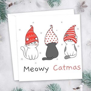 Cartes de Noël. Parfait pour les amoureux des chats.  Impression laser de haute qualité.