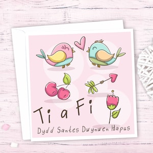 St Dwynwen Welsh San Valentino Amore gallese, Dydd Santas Dwynwen. 25 gennaio. Biglietto d'amore gallese / Cerdyn cariad Cymraeg
