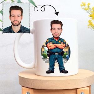 Custom Caricature Security Guard Coffee Mug: Personalized Funny Gift