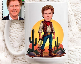 Taza de café de vaquero del oeste: regalo personalizado de dibujos animados