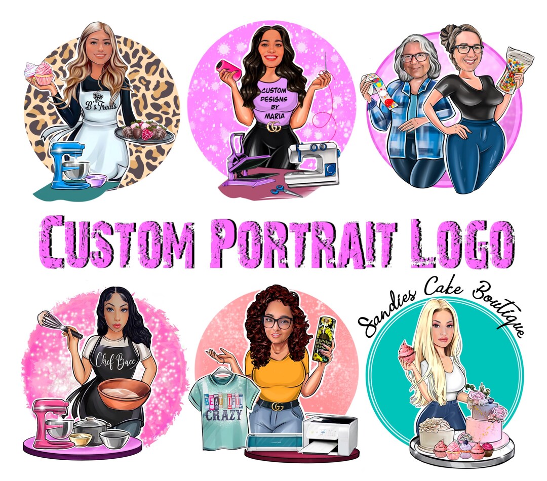 Digital Portrait Logo Digital Portrait Logo Design Custom Etsy