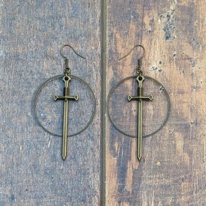 Small Sword Hoop Earrings - daggers - witchy - goth - serpentinecreative -