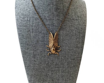 Brass Cicada Stamping Necklace - bugs - insects - unique - jewelry - serpentinecreative - beetle - handmade - gift - witchy - goddess