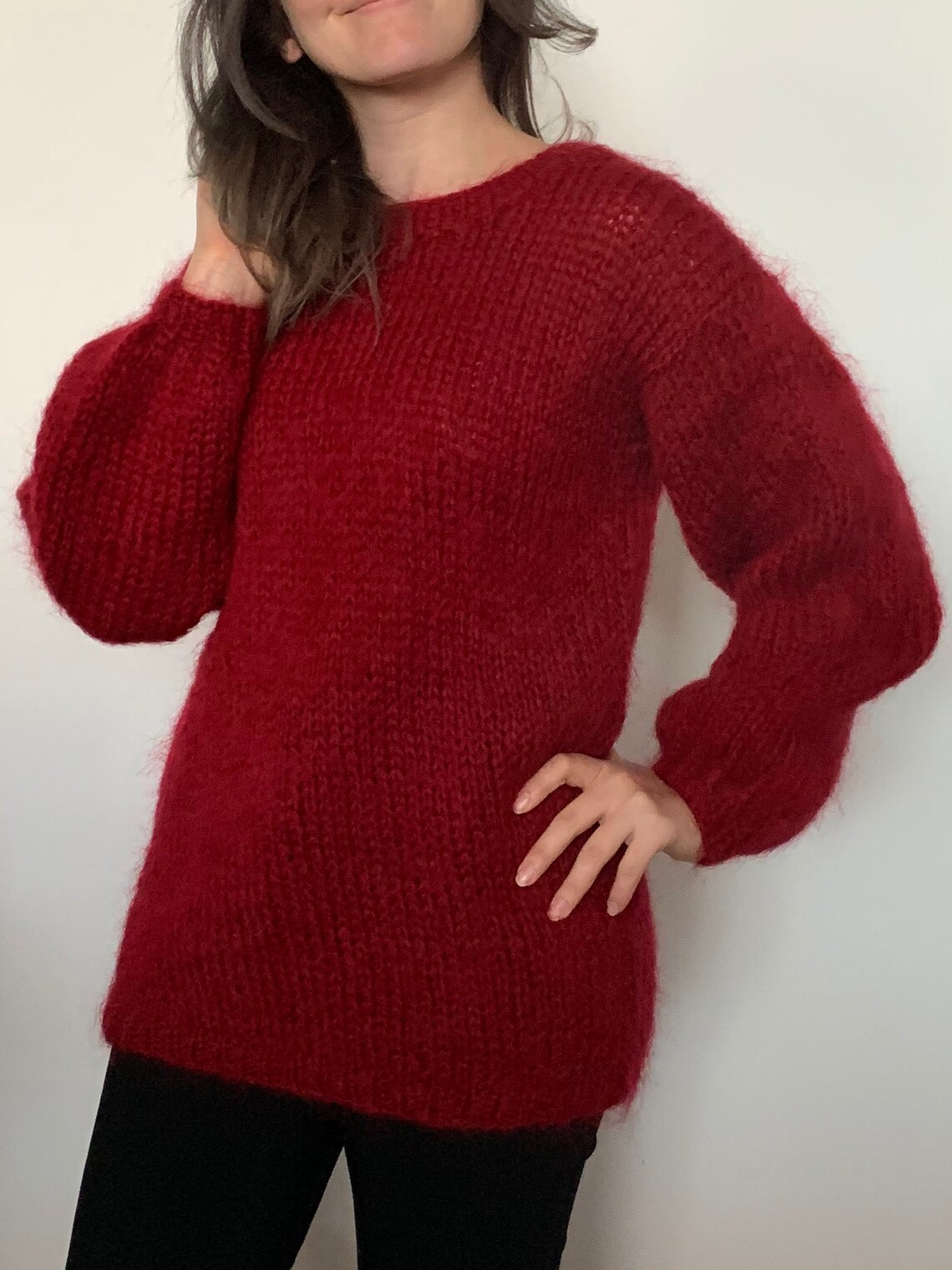 Pull en mohair noir femme Pull surdimensionné Pull mohair Etsy