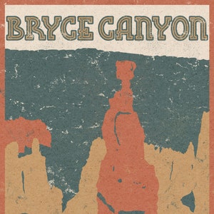 Bryce Canyon National Park Retro Vintage Travel Poster