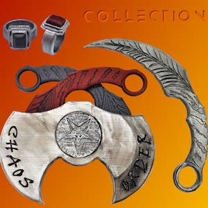 Lucifer Collectors Bundle: 1x pair of Mazikeen Blades, Wearable Belt Mounted Sheath, Morning Star Coin & Lucifer Ring | Netflix | DC Comics