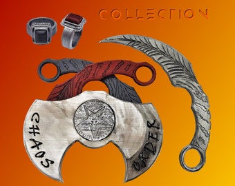 Lucifer Collectors Bundle: 1x pair of Mazikeen Blades, Wearable Belt Mounted Sheath, Morning Star Coin & Lucifer Ring | Netflix | DC Comics