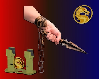 Digital Download Mortal Kombat 2021 Scorpion Kunai | Available With Chain and Matching Display Plinth | By Collins Creations 3D