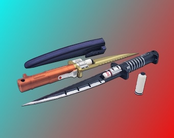 Download digital da faca de toxina com tema Cyberpunk 2077 e bainha de cinto combinando para cosplay | Por Collins Creations 3D