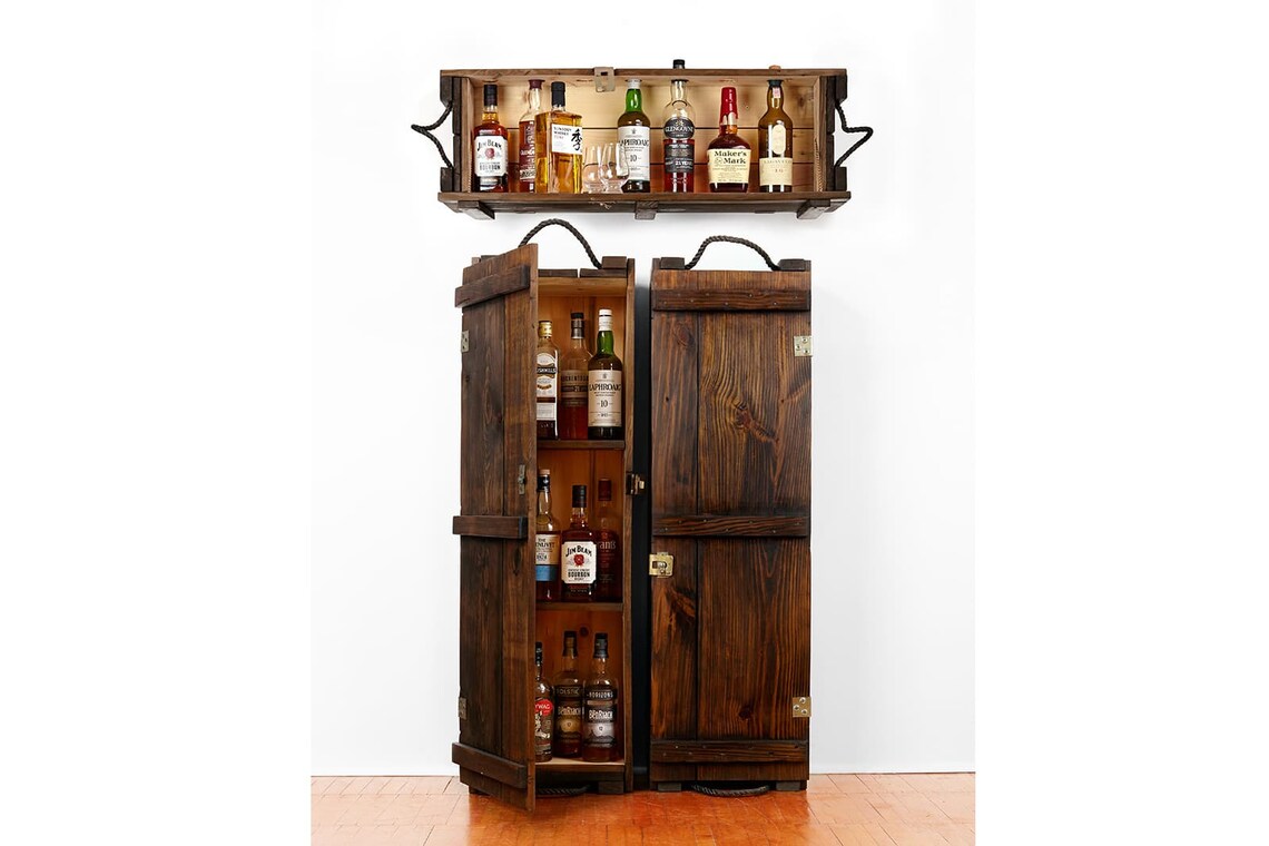 Wood Whisky Standing Liquor Deep Antique Etsy UK