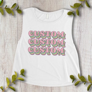 W O M E N S | Custom Retro Tank Top, Personalized Crop Shirt, 70s 80s Retro Tank Top, Custom Sorority Tank Top - Women's Crop Tank Top