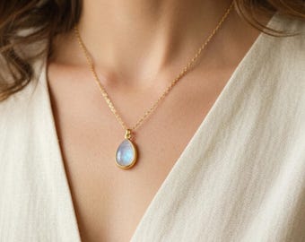 Christmas  gift for mom sister aunt niece mother Natural Moonstone Necklace Crystal  June Birthstone Rough Stone Natural Moonstone Pendant