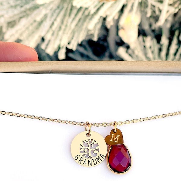 Collar de abuela, piedras de nacimiento personalizadas con nietos, regalo del mes de nacimiento para la abuela, regalo para la abuela, joyería, regalos del Día de la Madre para la abuela M