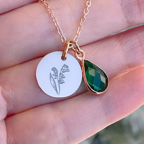 May Birthstone Necklace emerald Necklace Gold May Birthday Gift Dainty Necklace for Women gifts for her sister friend mothers day gift