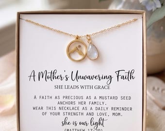 Mother's day gift for mom first mother personalized custom birthstone moonstone mustard seed mountain necklace bracelet keychain
